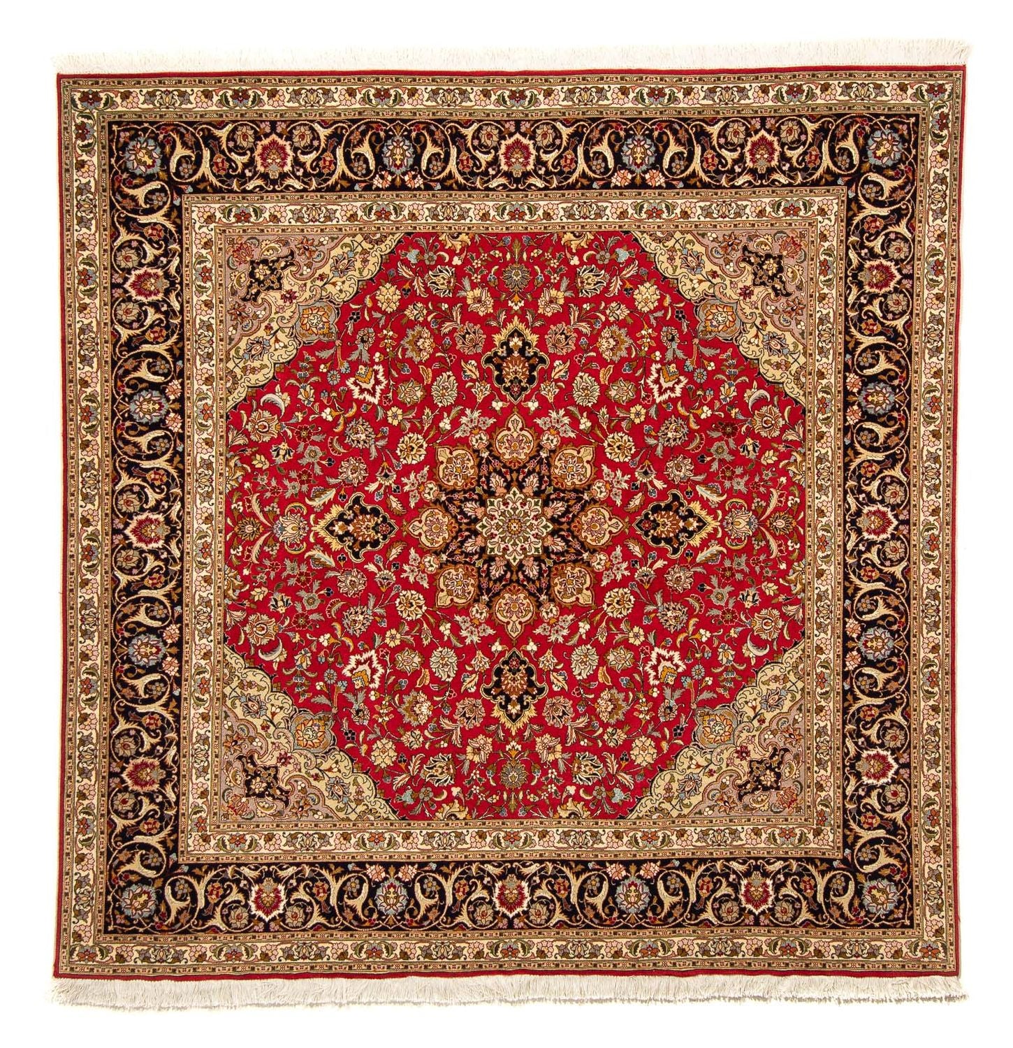 Persisk tæppe - Tabriz - Royal firkantet  - 203 x 203 cm - rød