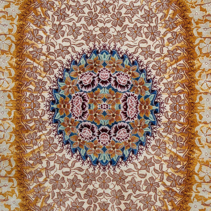 Silketæppe - Ghom Silk - Premium - 93 x 60 cm - mørkeblå