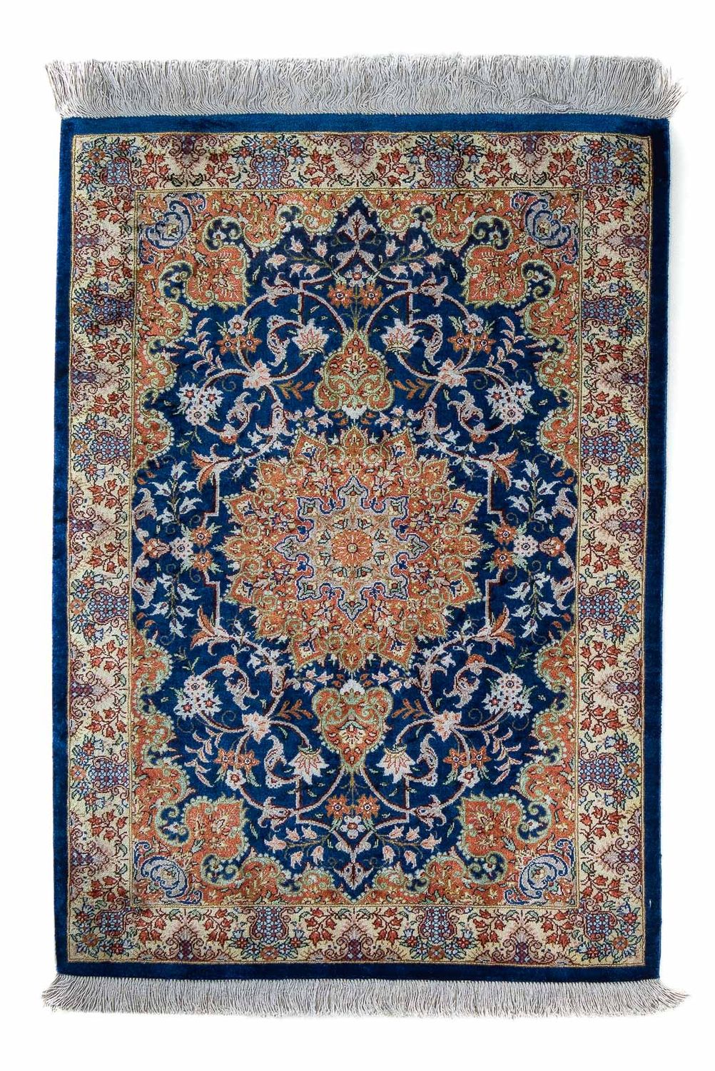 Persisk tæppe - Ghom - 78 x 55 cm - mørkeblå