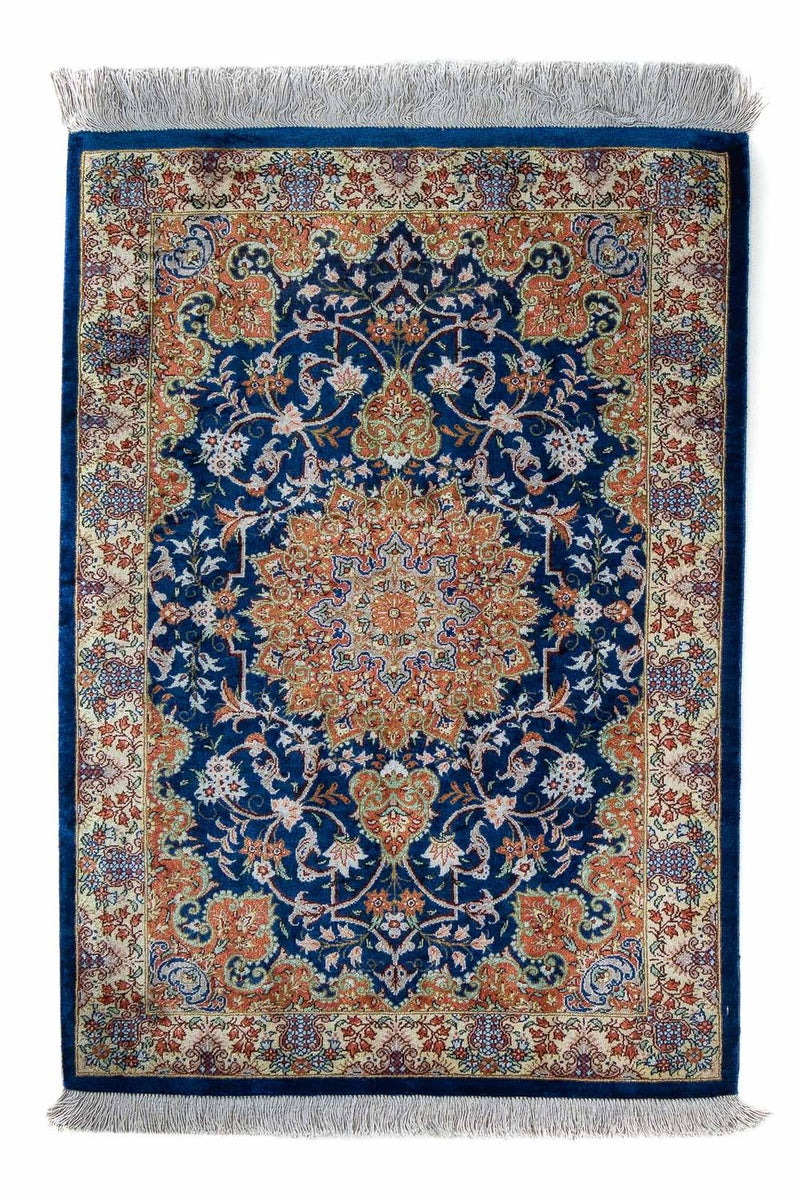 Persisk tæppe - Ghom - 78 x 55 cm - mørkeblå