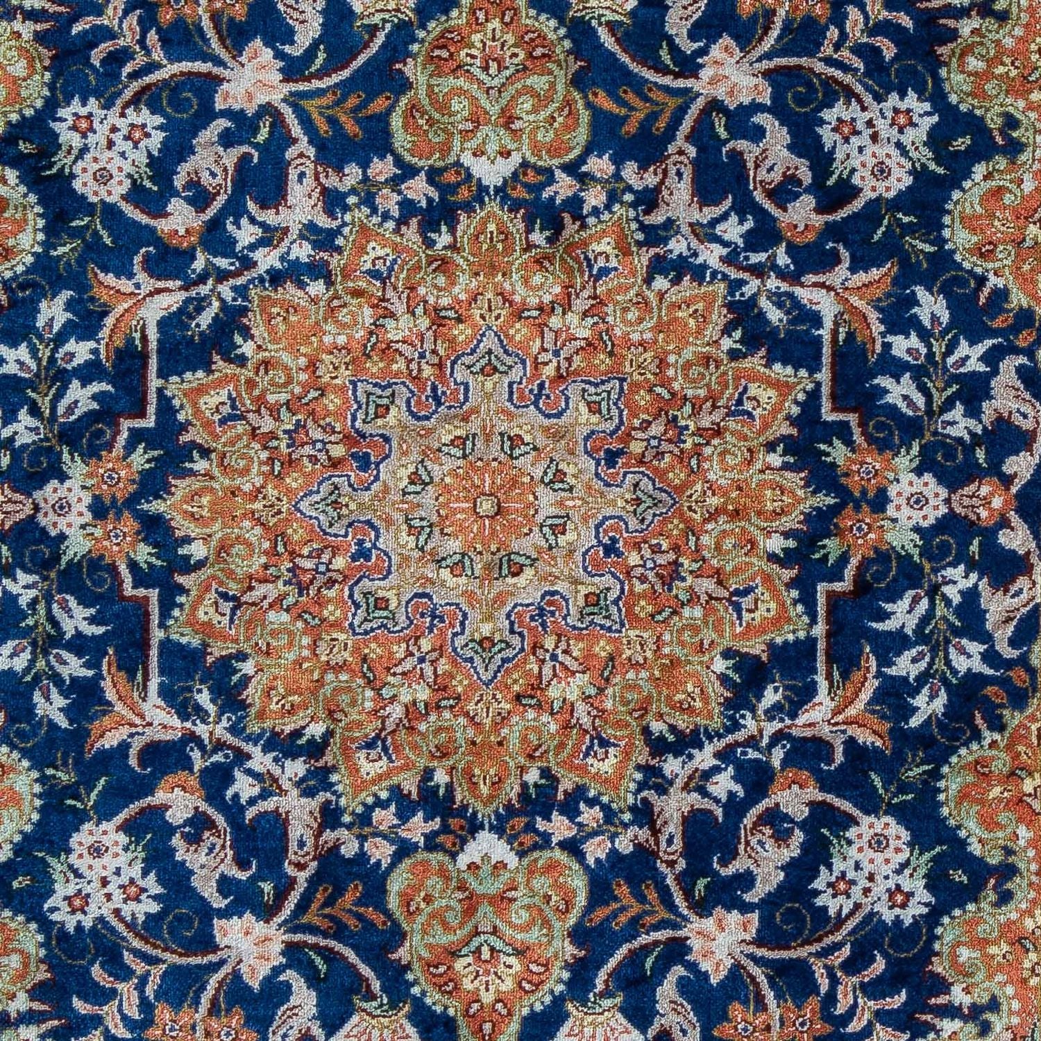 Persisk tæppe - Ghom - 78 x 55 cm - mørkeblå
