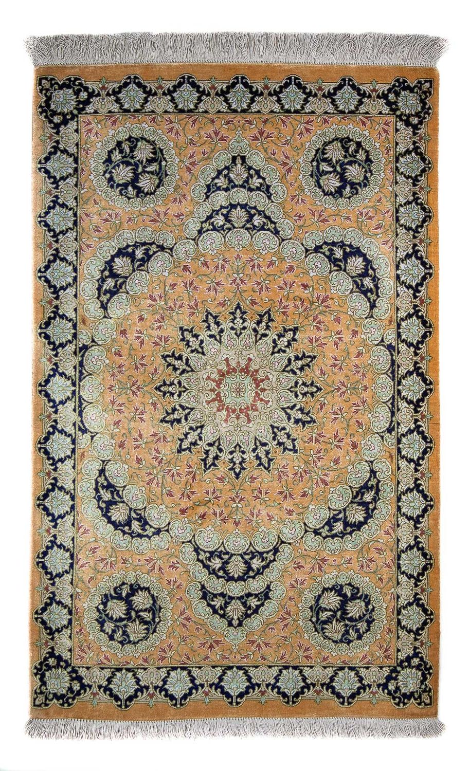 Persisk tæppe - Ghom - 93 x 59 cm - sennepsgul