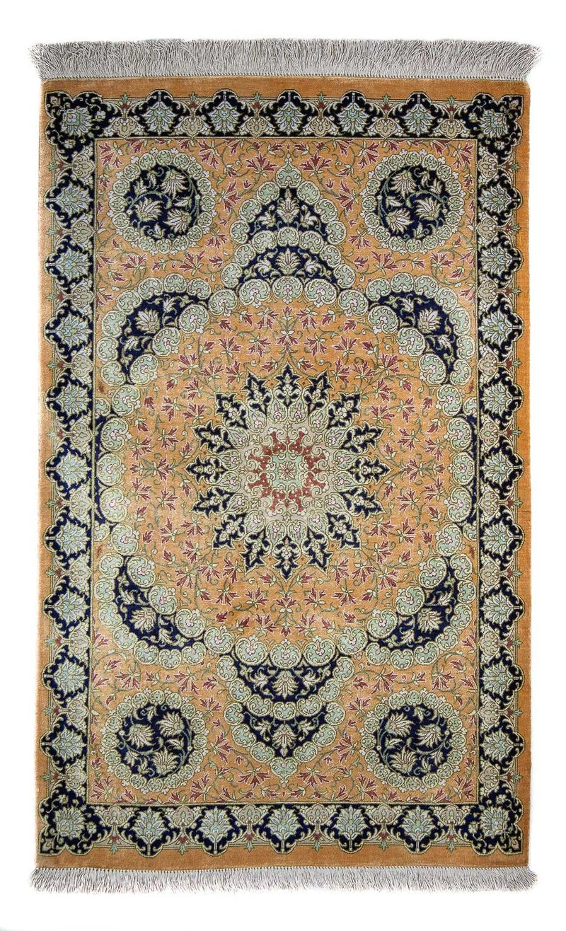 Persisk tæppe - Ghom - 93 x 59 cm - sennepsgul