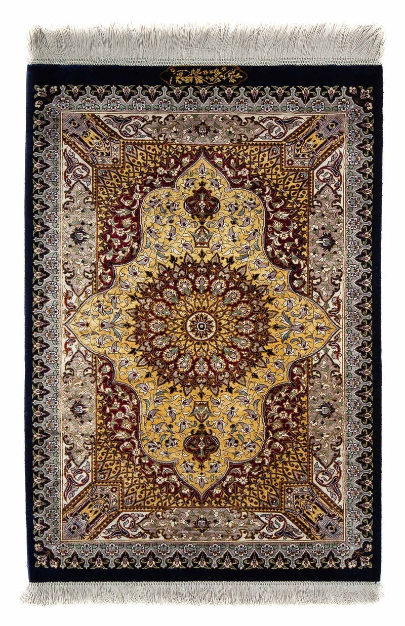Persisk tæppe - Ghom - 87 x 59 cm - mørkeblå