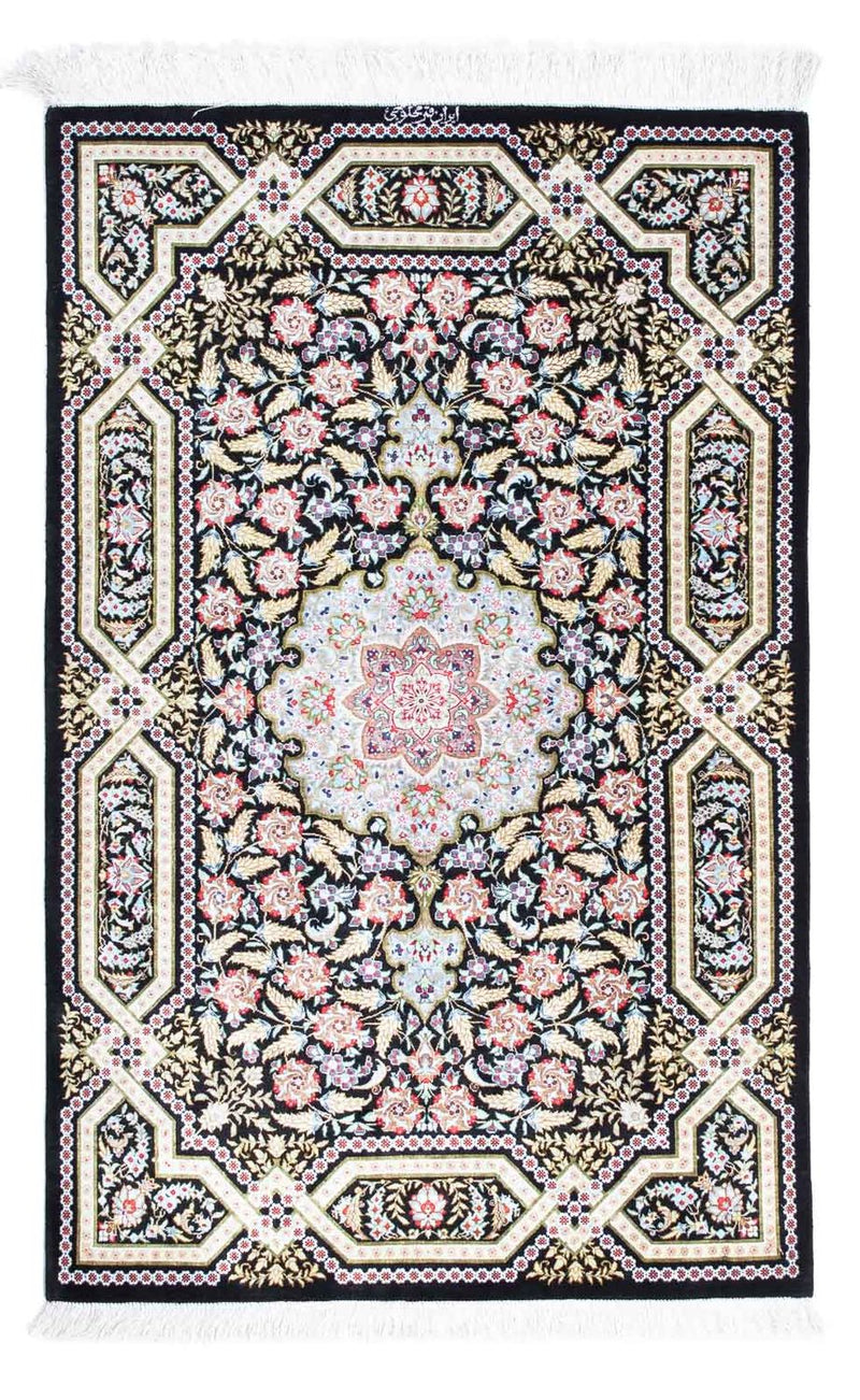 Persisk tæppe - Ghom - 124 x 79 cm - mørkeblå