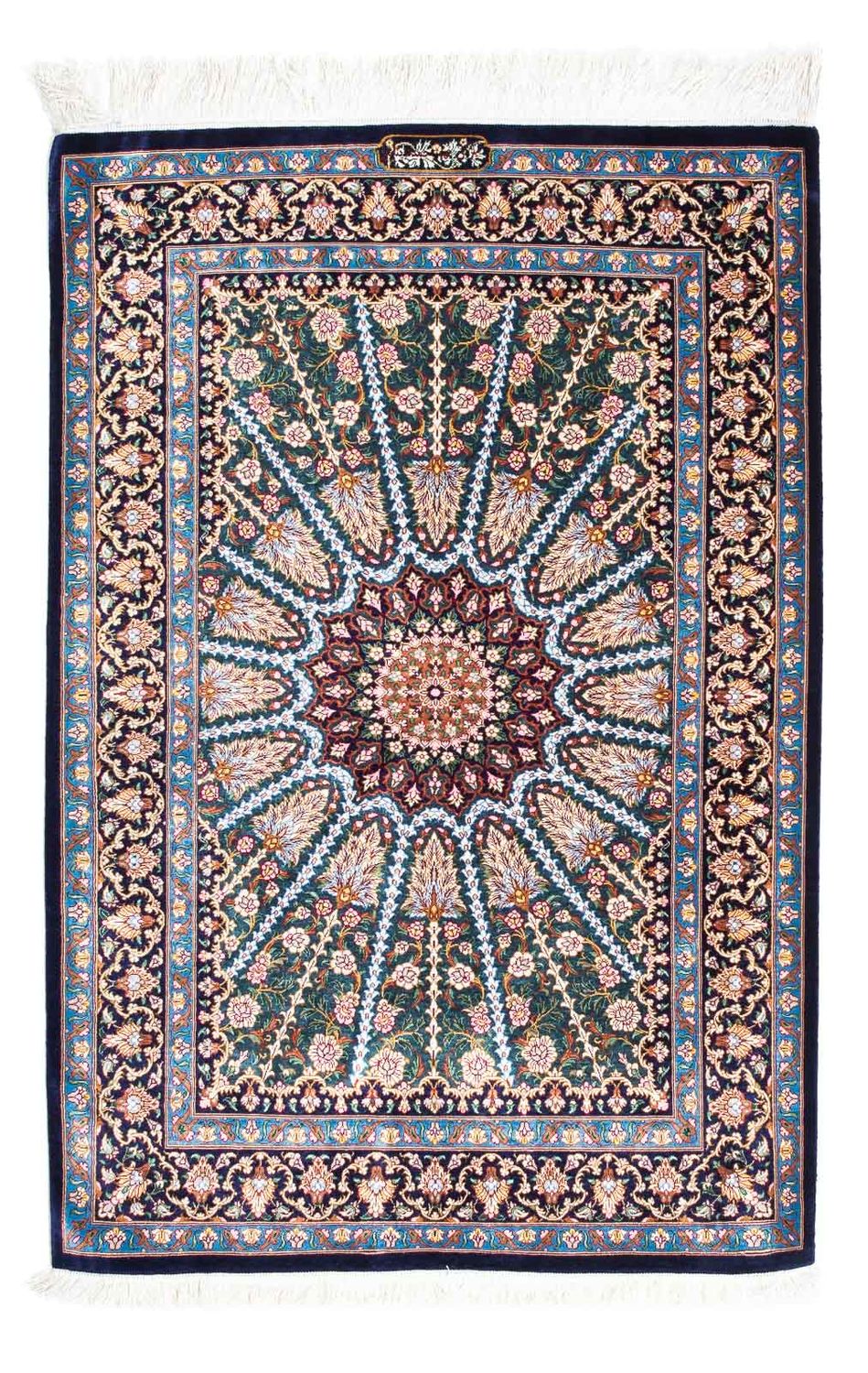 Persisk tæppe - Ghom - 121 x 81 cm - mørkeblå