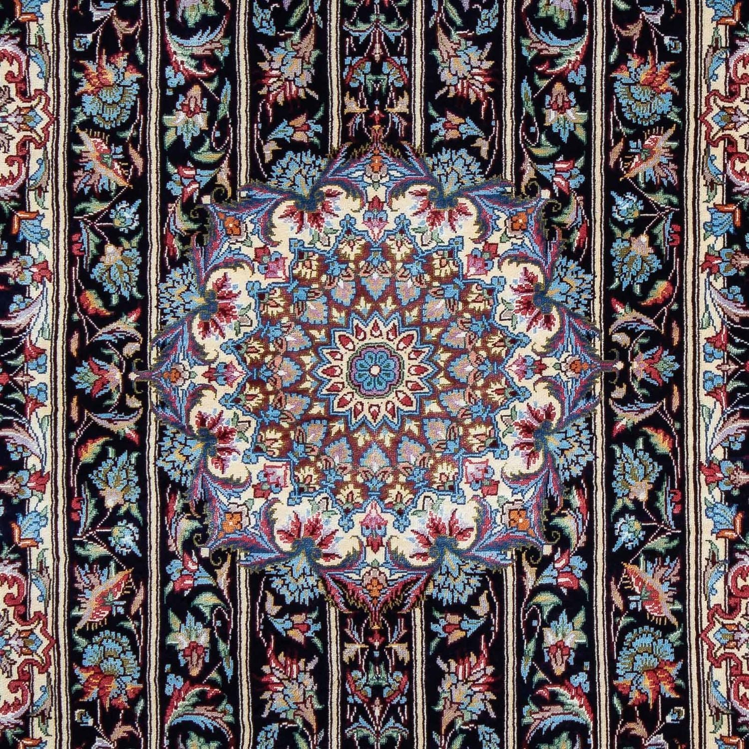 Persisk tæppe - Ghom - 98 x 61 cm - mørkeblå