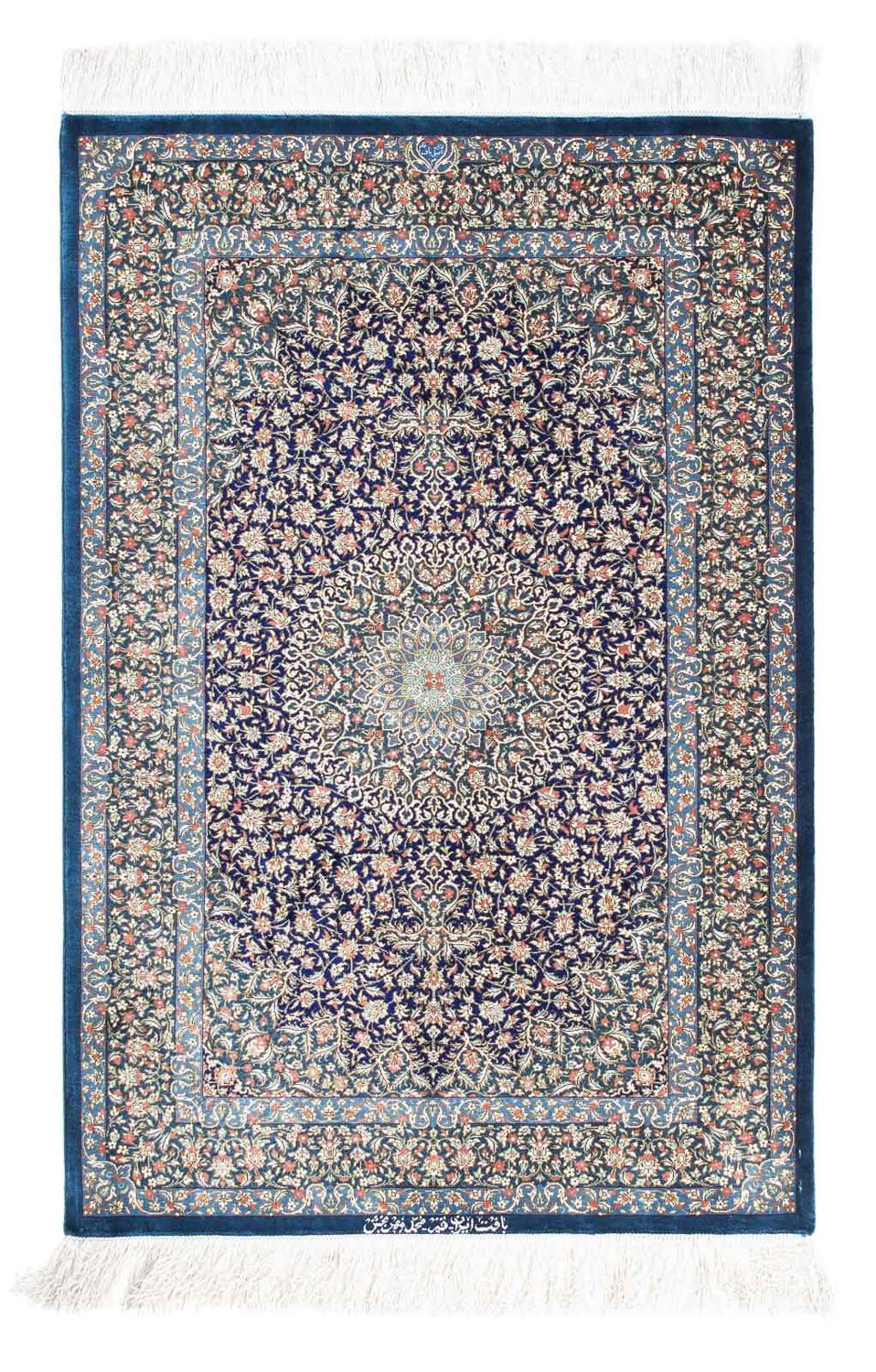 Persisk tæppe - Ghom - 121 x 78 cm - mørkeblå