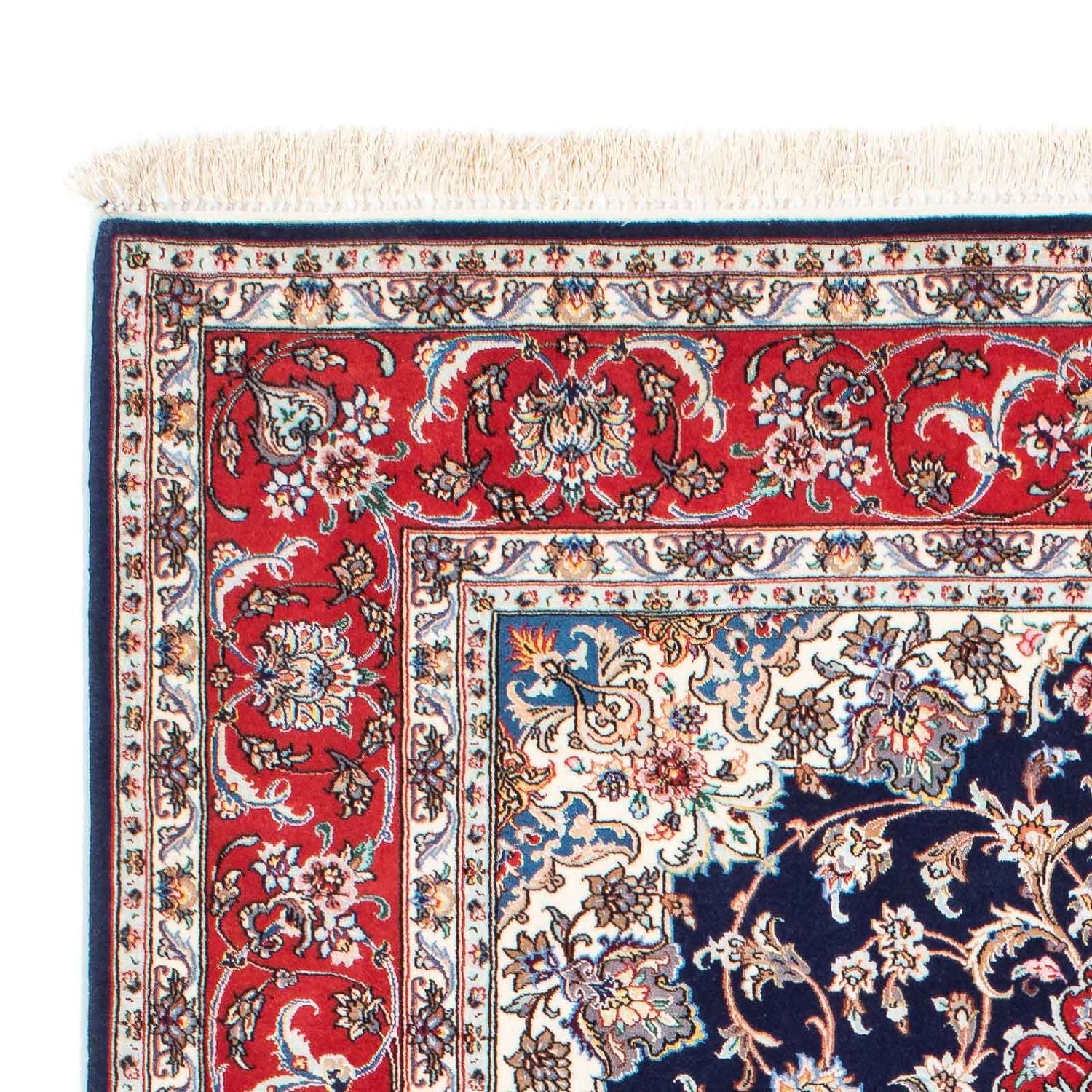 Persisk tæppe - Isfahan - Premium - 197 x 130 cm - mørkeblå