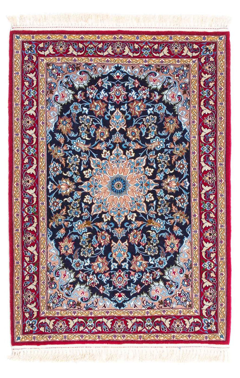 Persisk tæppe - Isfahan - Premium - 104 x 72 cm - mørkeblå