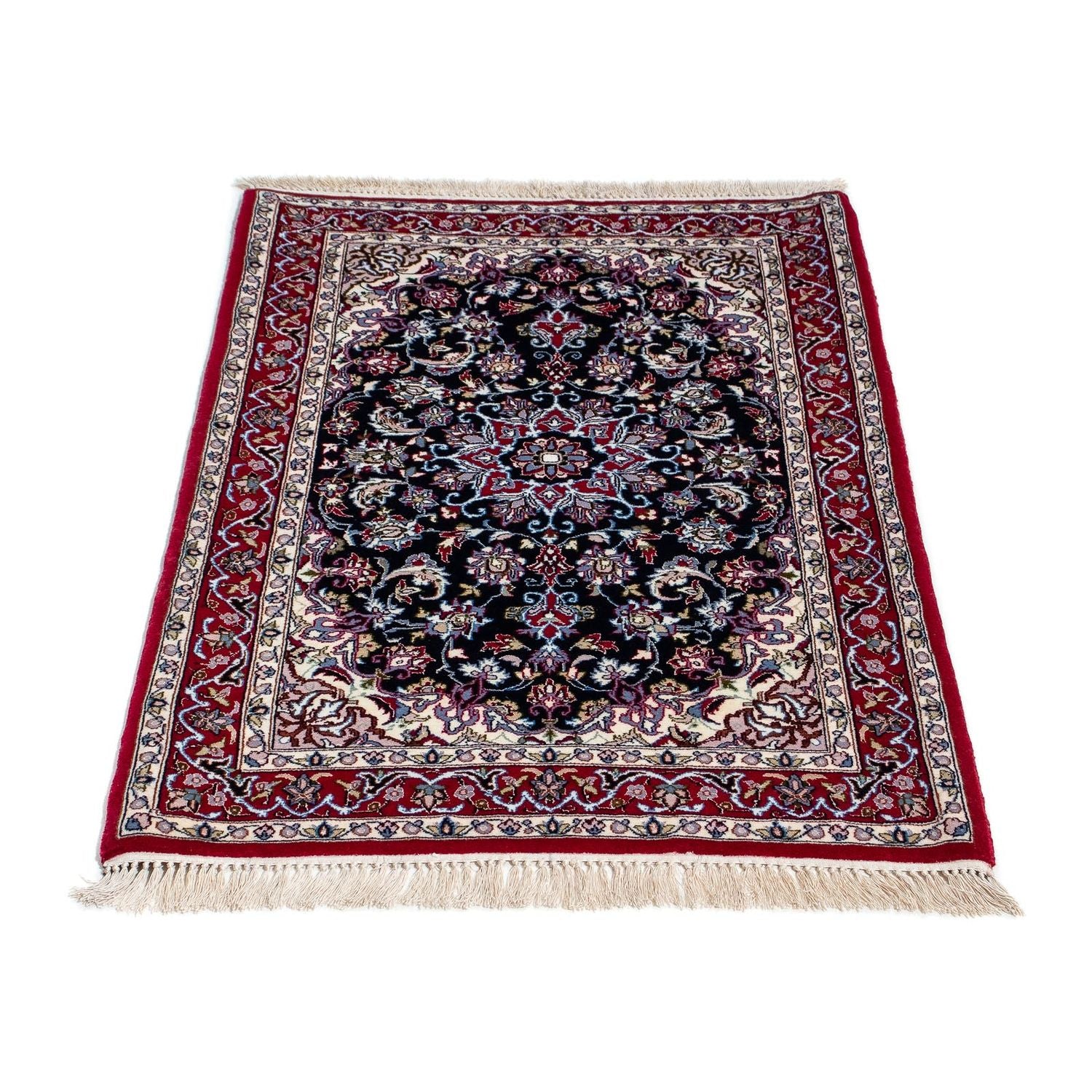 Persisk tæppe - Isfahan - Premium - 108 x 72 cm - mørkerød