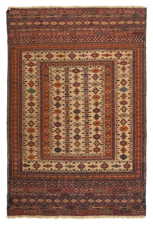 Kelim-tæppe - orientalsk - 140 x 89 cm - flerfarvet