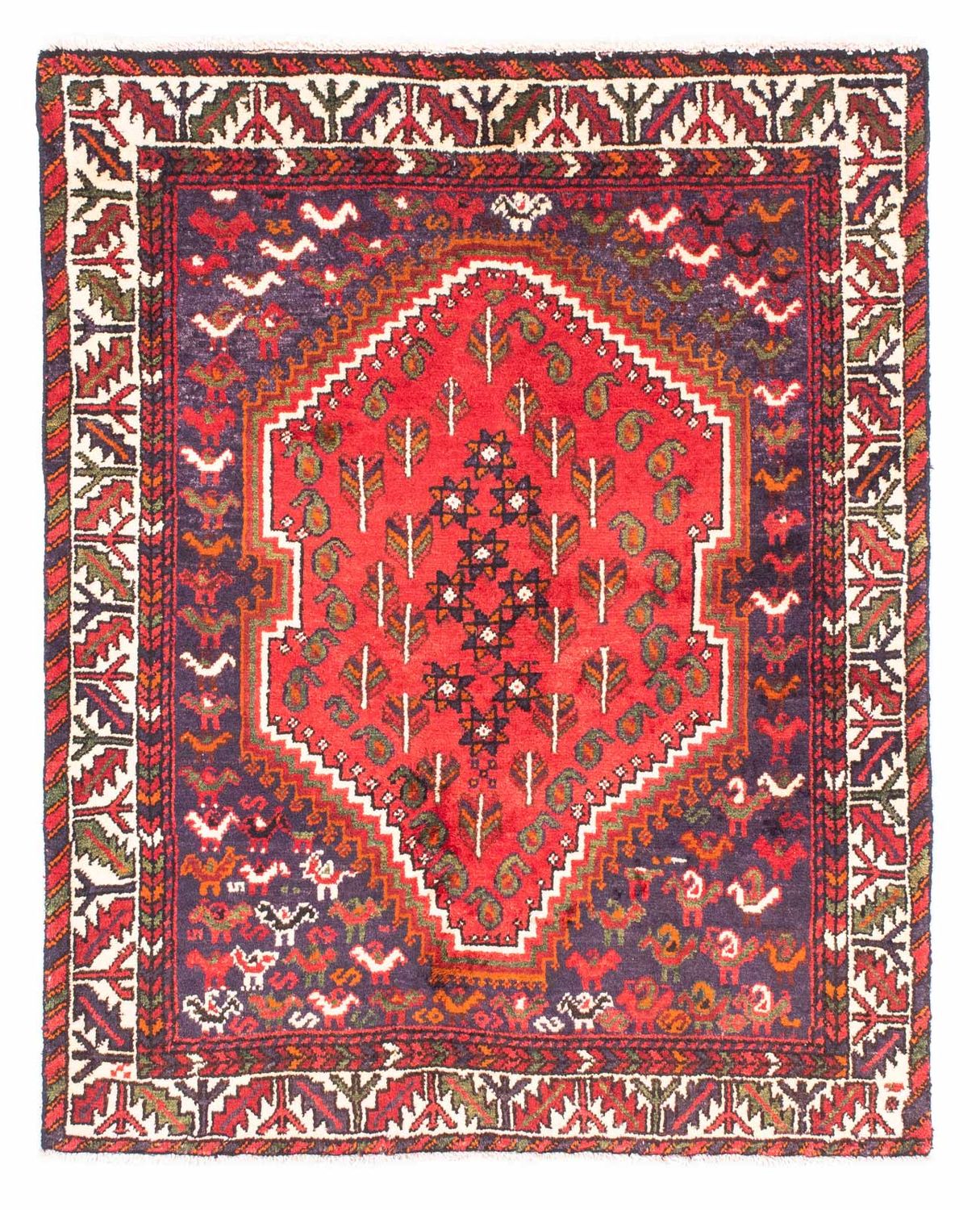 Persisk tæppe - Nomadisk - 139 x 111 cm - mørkerød