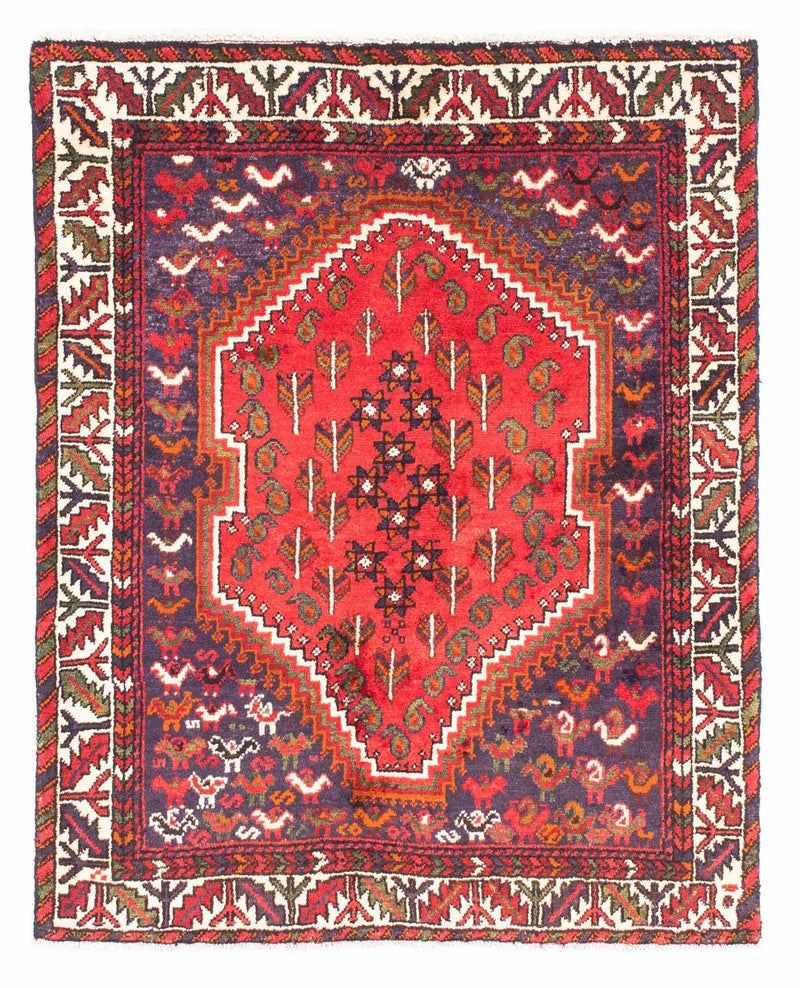 Persisk tæppe - Nomadisk - 139 x 111 cm - mørkerød