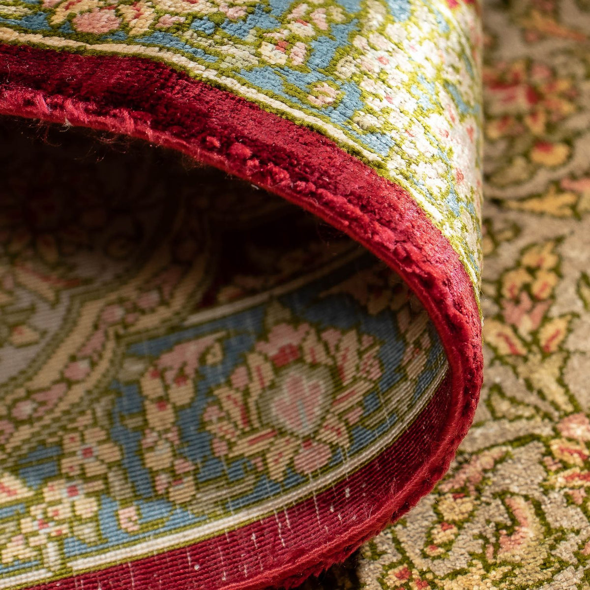 Persisk tæppe - Ghom - 78 x 58 cm - mørkerød