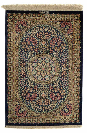 Persisk tæppe - Ghom - 91 x 61 cm - mørkeblå