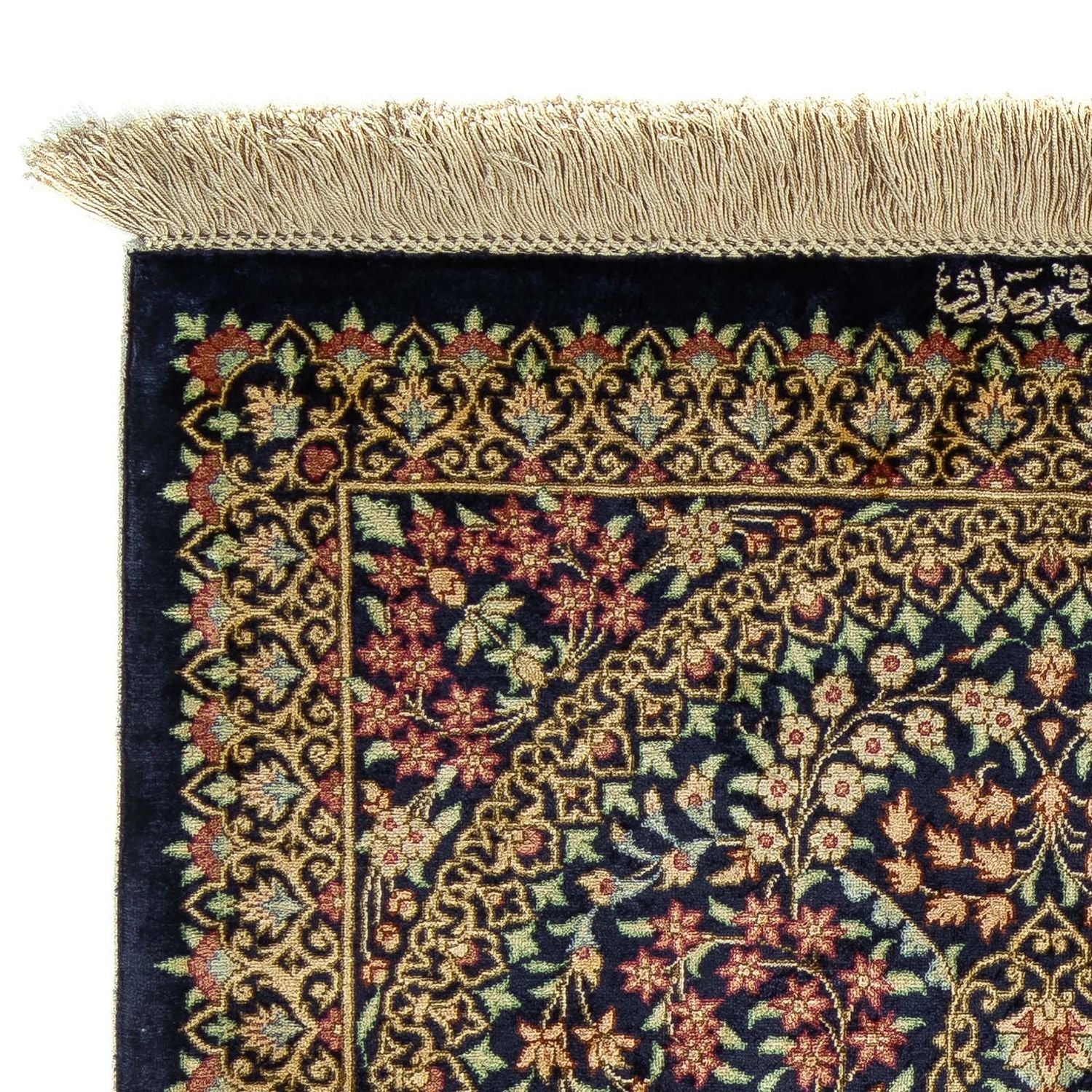 Persisk tæppe - Ghom - 91 x 61 cm - mørkeblå