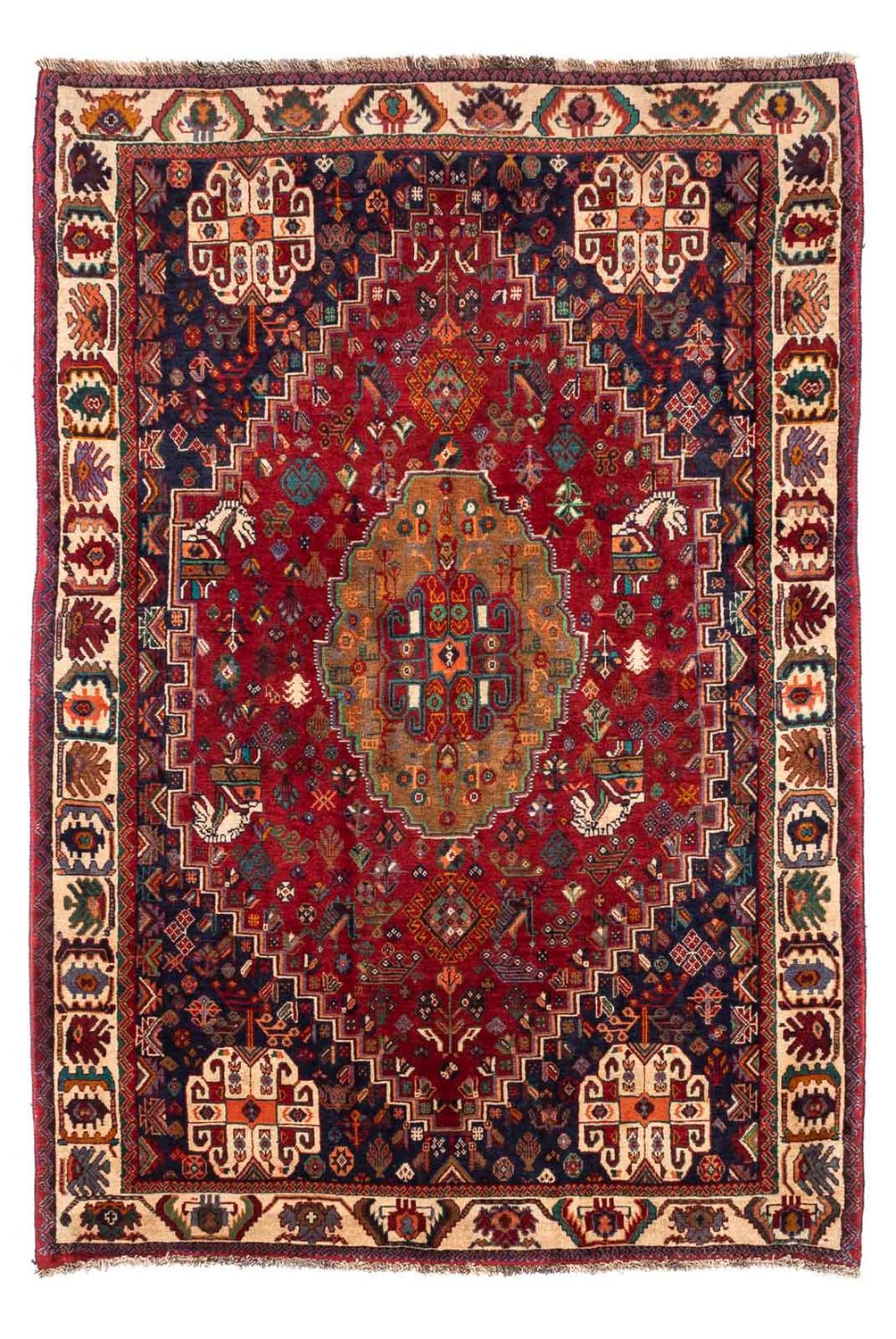Persisk tæppe - Nomadisk - 242 x 158 cm - mørkerød