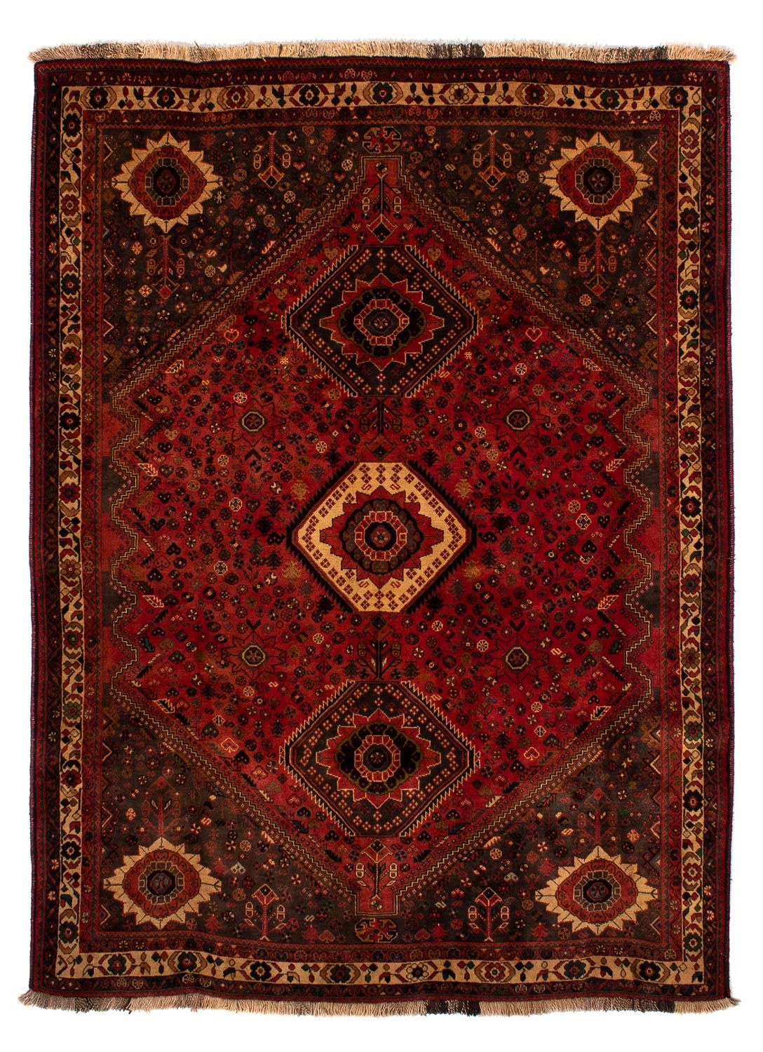 Persisk tæppe - Nomadisk - 273 x 203 cm - mørkerød