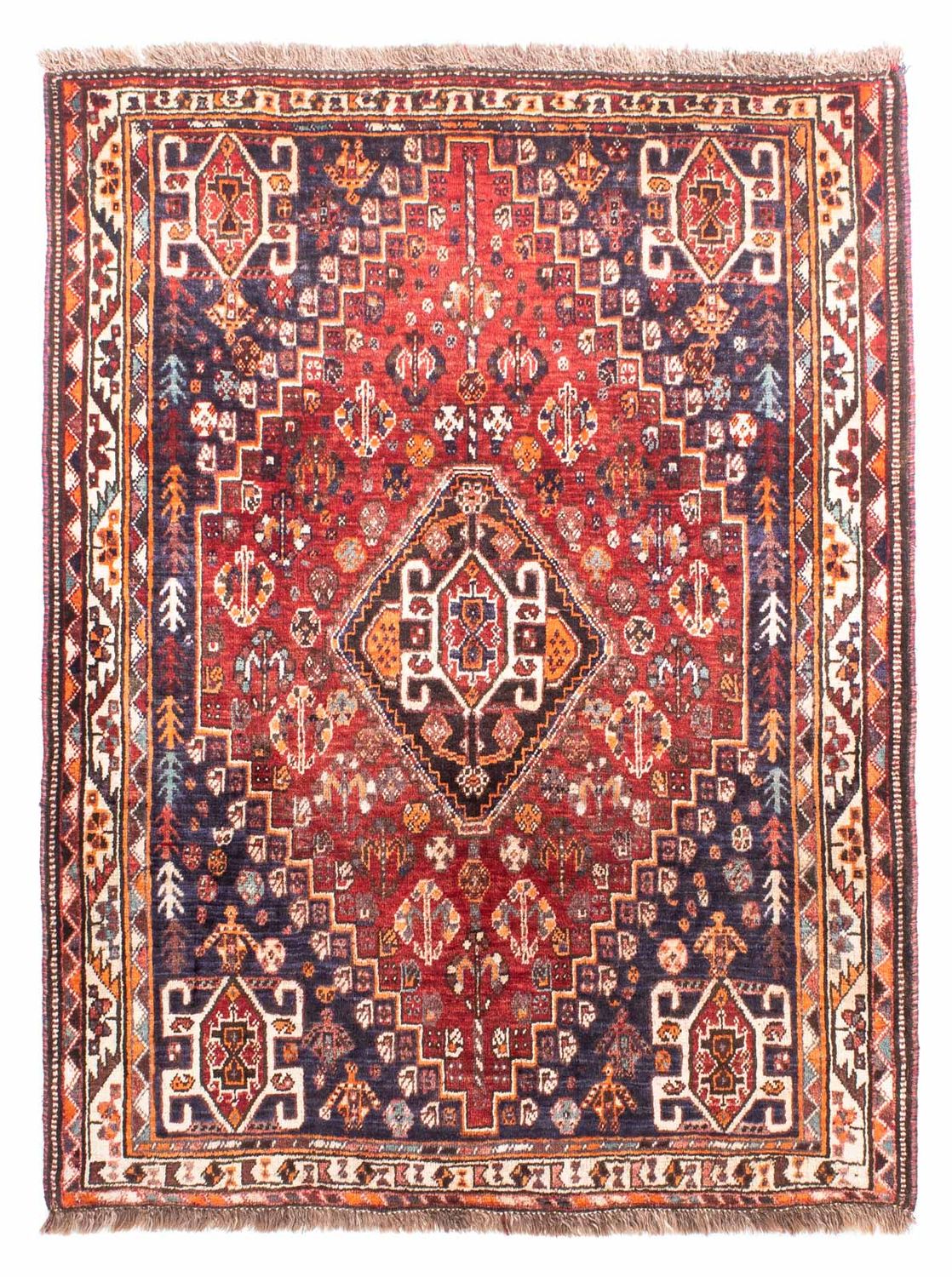 Persisk tæppe - Nomadisk - 160 x 119 cm - mørkerød