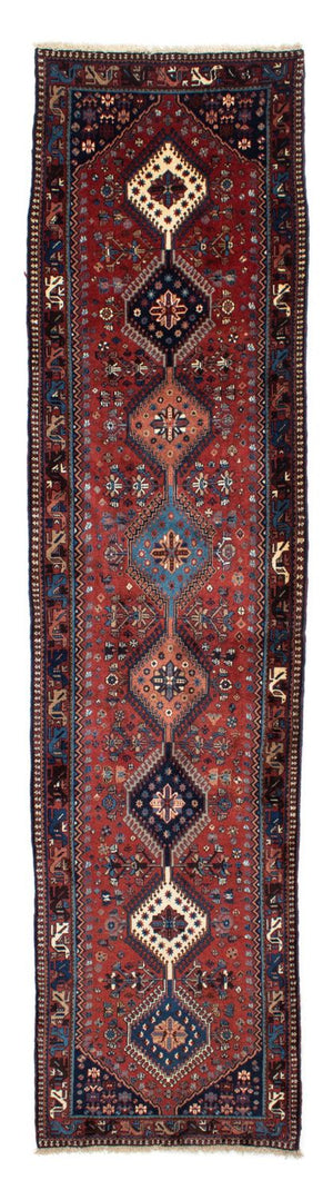 Løber Persisk tæppe - Nomadisk - 370 x 84 cm - mørkerød