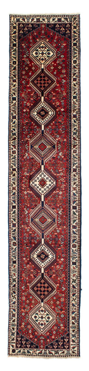 Løber Persisk tæppe - Nomadisk - 380 x 78 cm - mørkerød