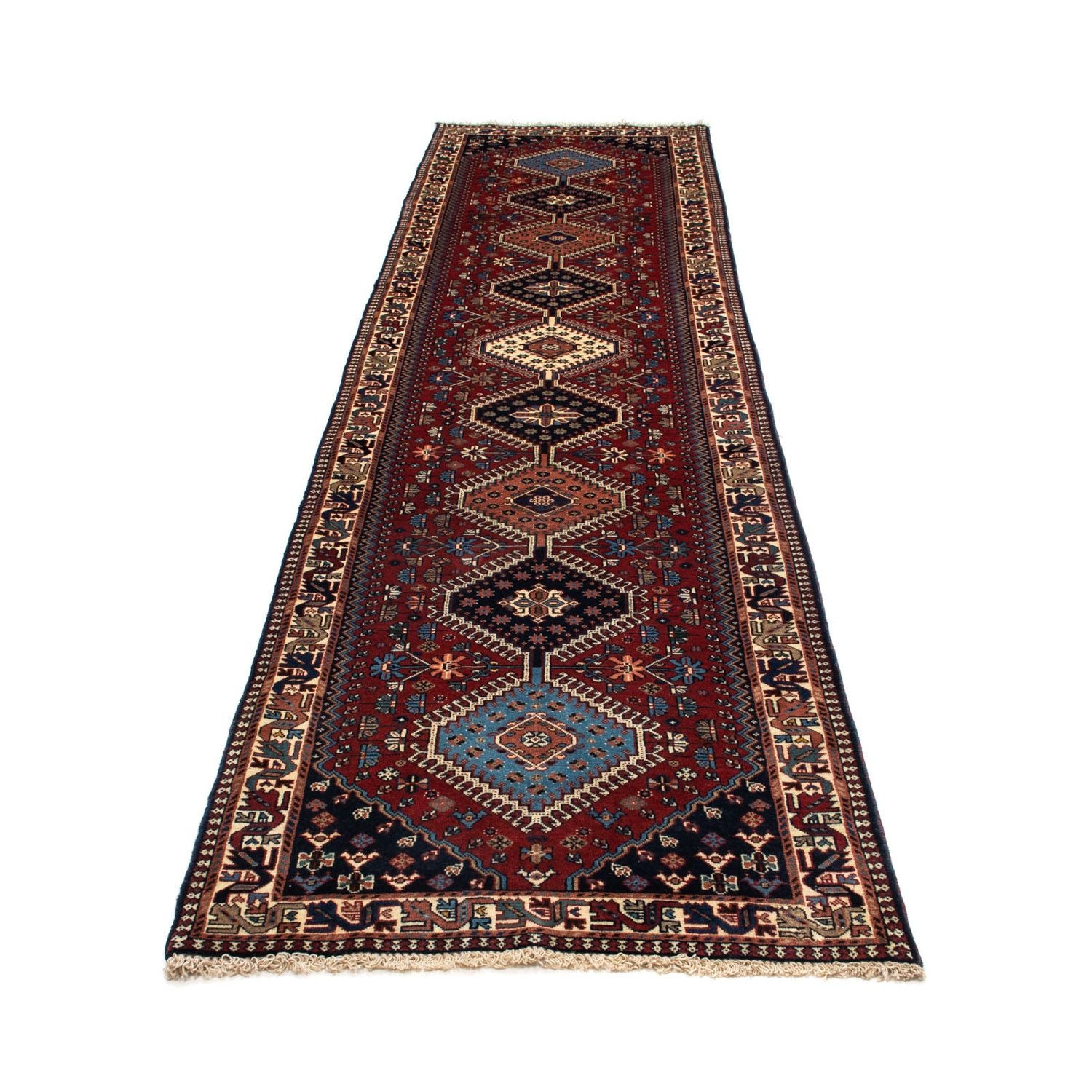 Løber Persisk tæppe - Nomadisk - 373 x 80 cm - mørkerød