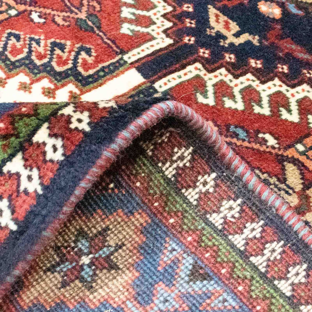 Persisk tæppe - Nomadisk - 217 x 130 cm - mørkerød