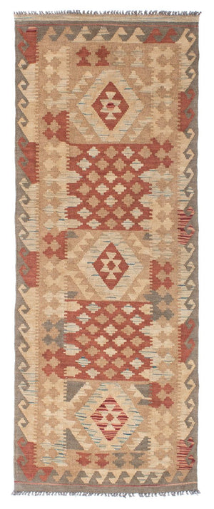 Løber Kelim-tæppe - orientalsk - 212 x 79 cm - lys brun