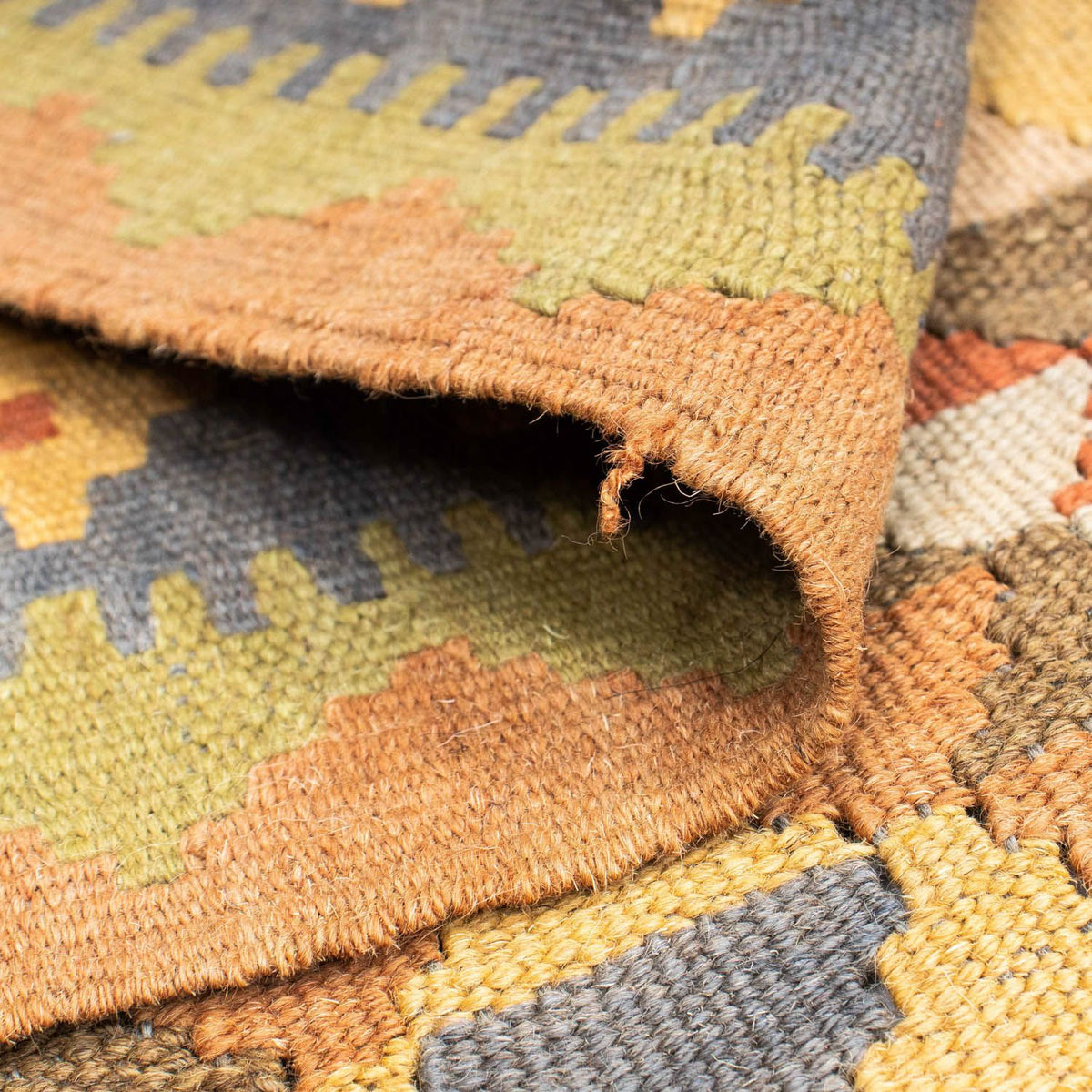 Løber Kelim-tæppe - orientalsk - 200 x 91 cm - lys brun