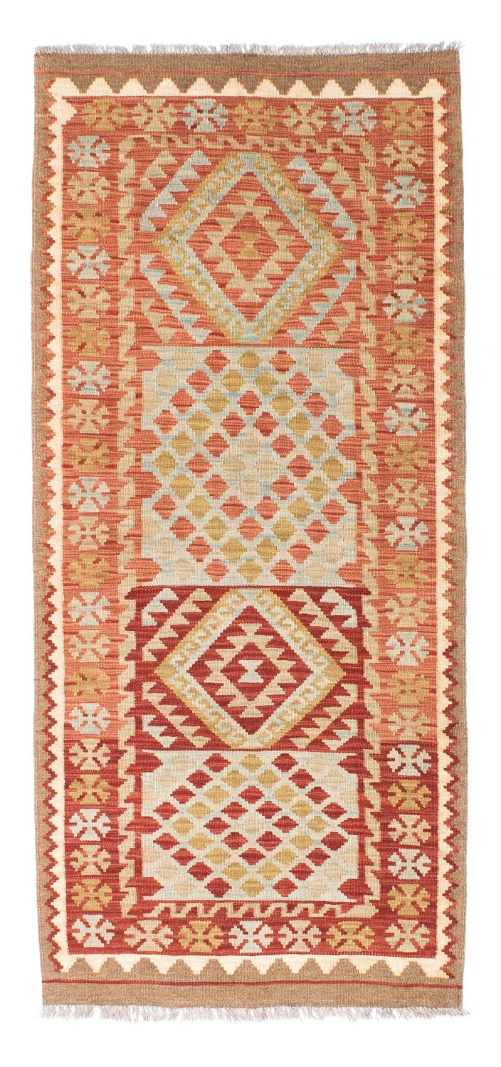 Løber Kelim-tæppe - orientalsk - 193 x 84 cm - lysrød