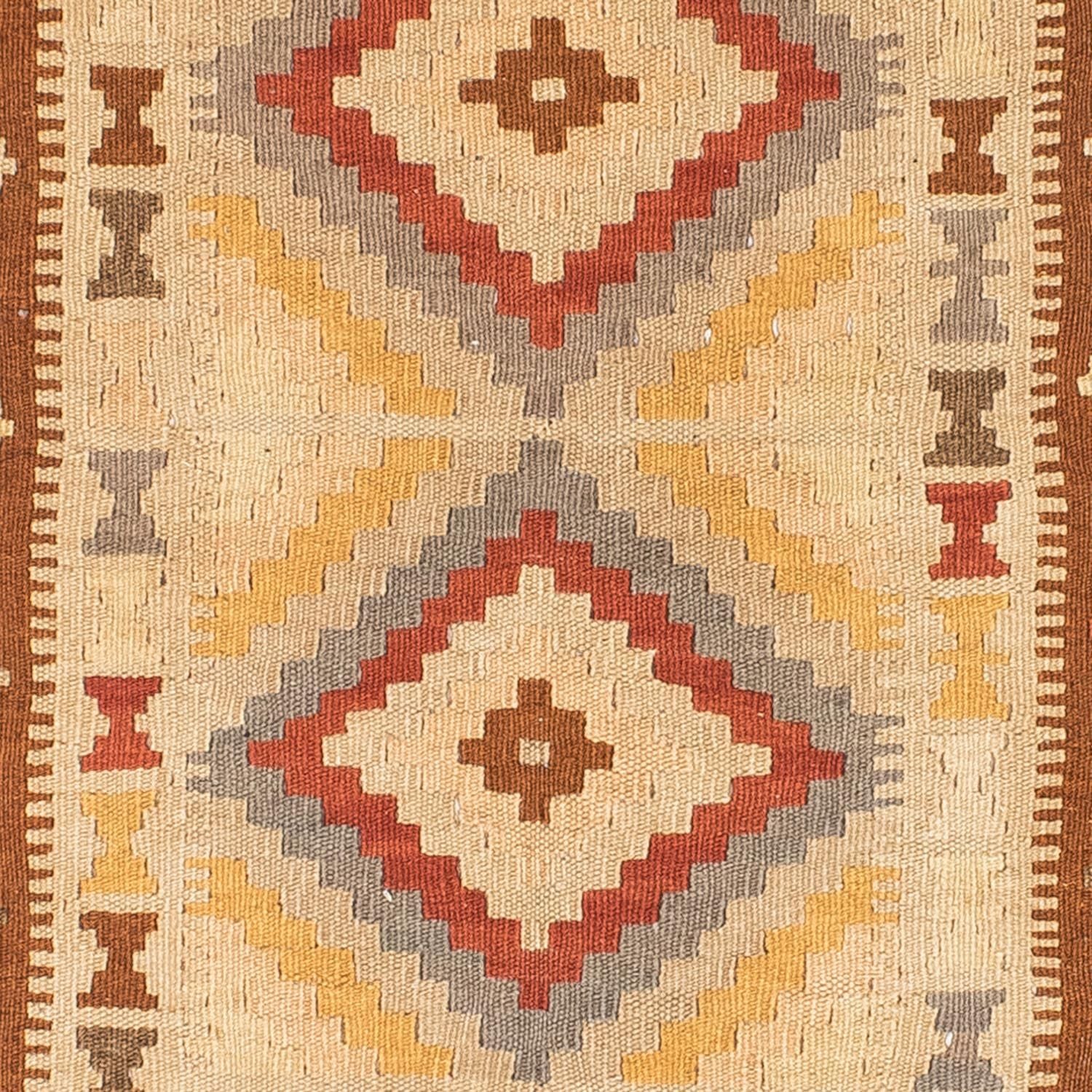Løber Kelim-tæppe - orientalsk - 200 x 79 cm - lys brun