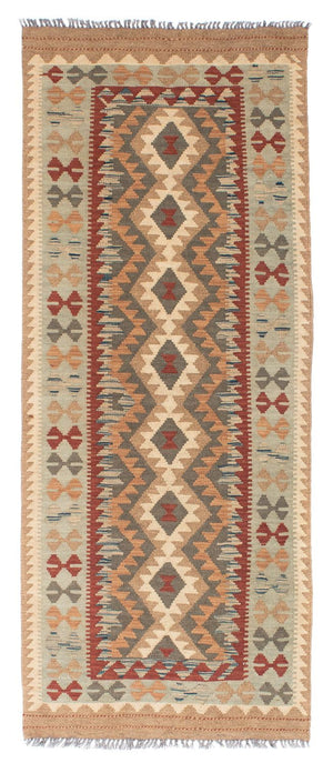 Løber Kelim-tæppe - orientalsk - 198 x 80 cm - lys brun