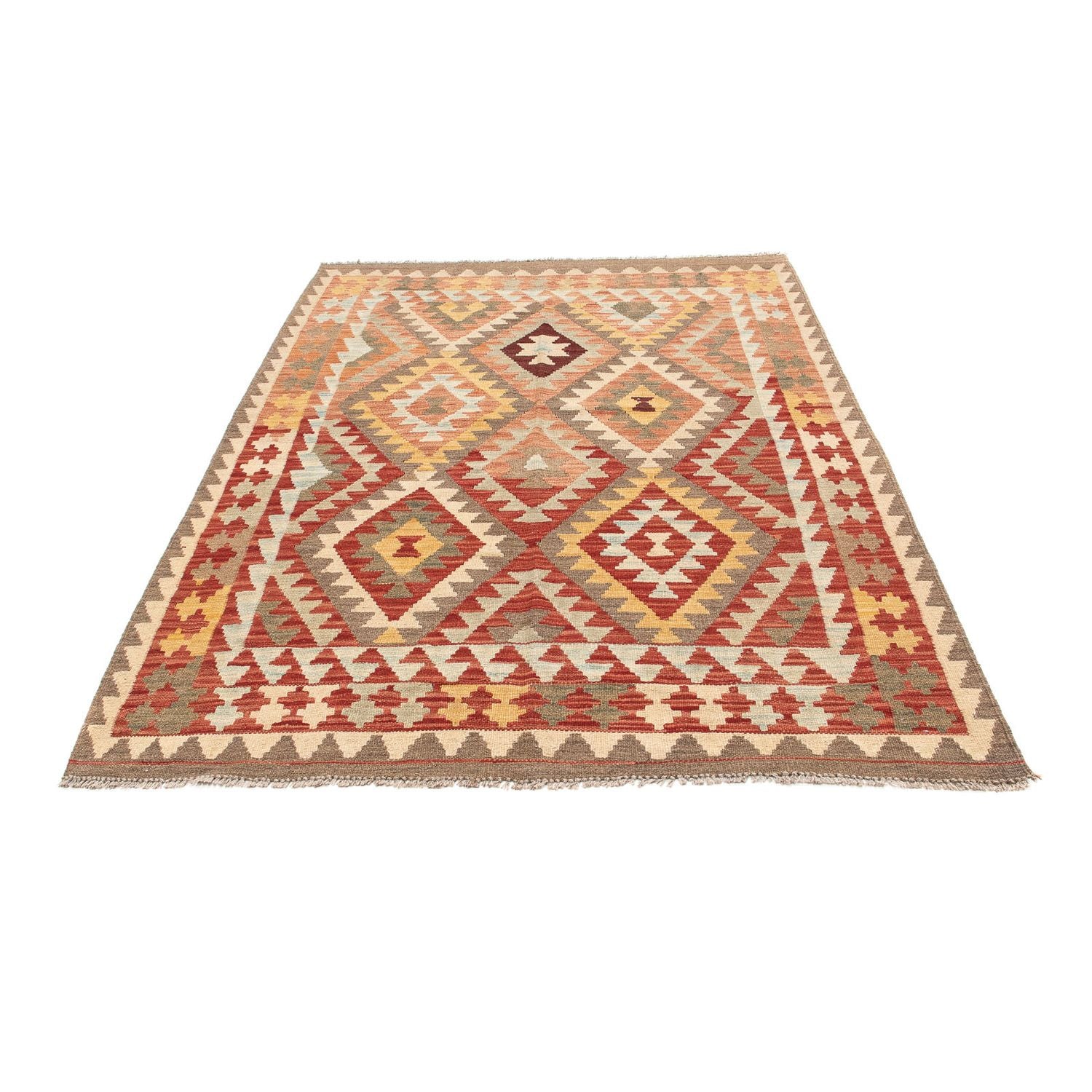 Kelim-tæppe - orientalsk - 202 x 147 cm - flerfarvet