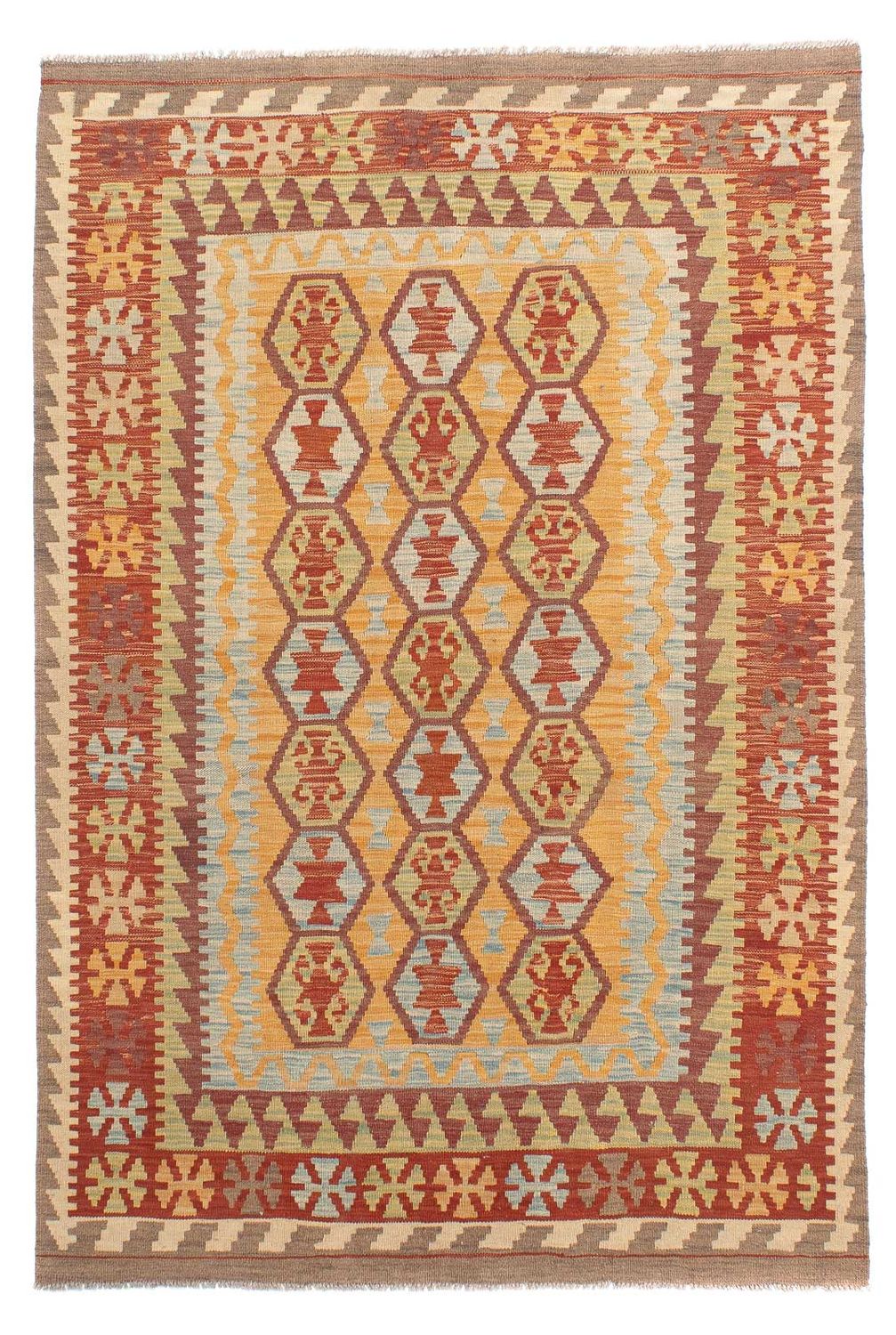 Kelim-tæppe - orientalsk - 201 x 146 cm - flerfarvet