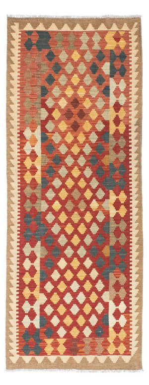 Løber Kelim-tæppe - orientalsk - 198 x 74 cm - lysrød