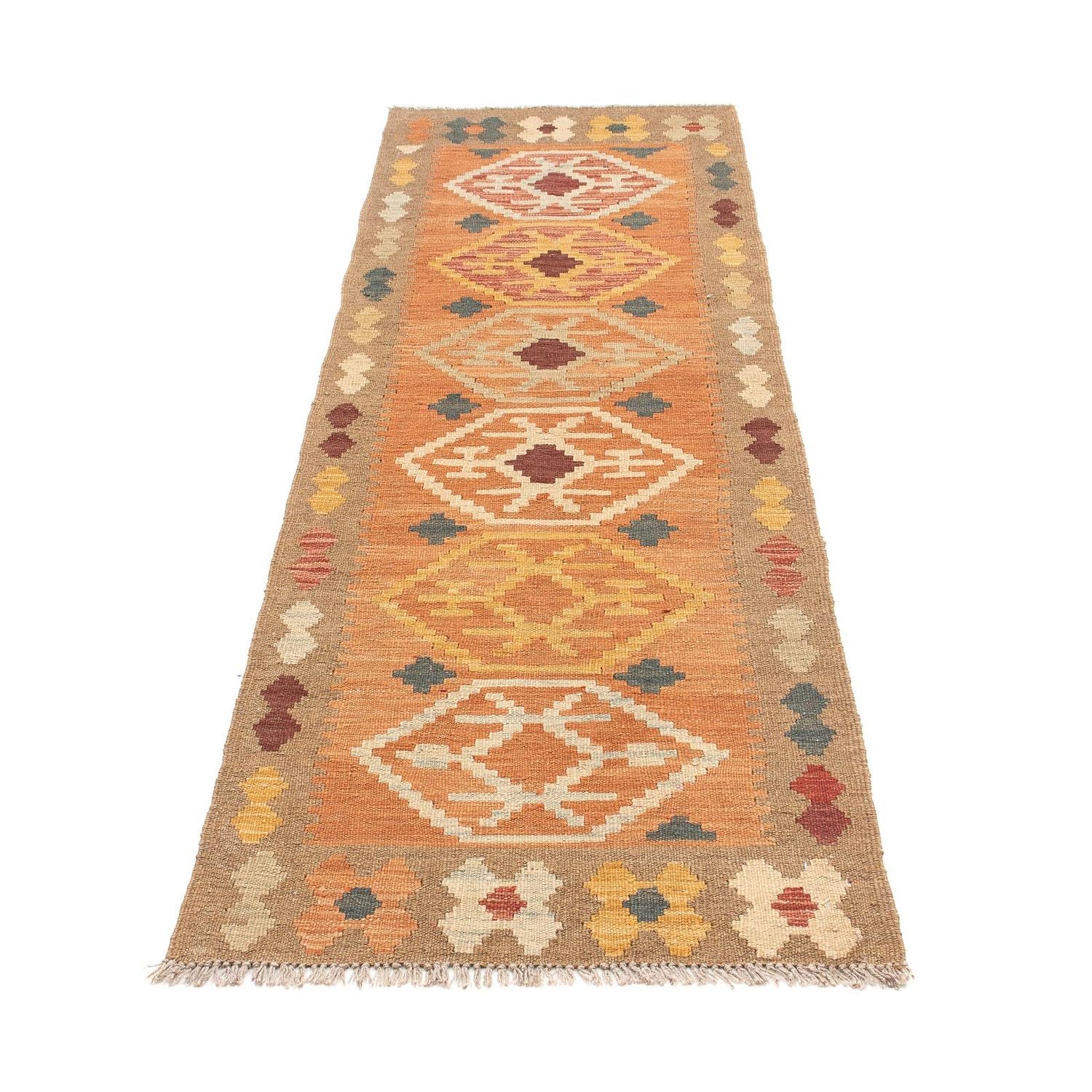 Løber Kelim Carpet - Splash - 200 x 62 cm - brun