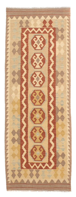 Løber Kelim Carpet - Splash - 197 x 68 cm - lys brun