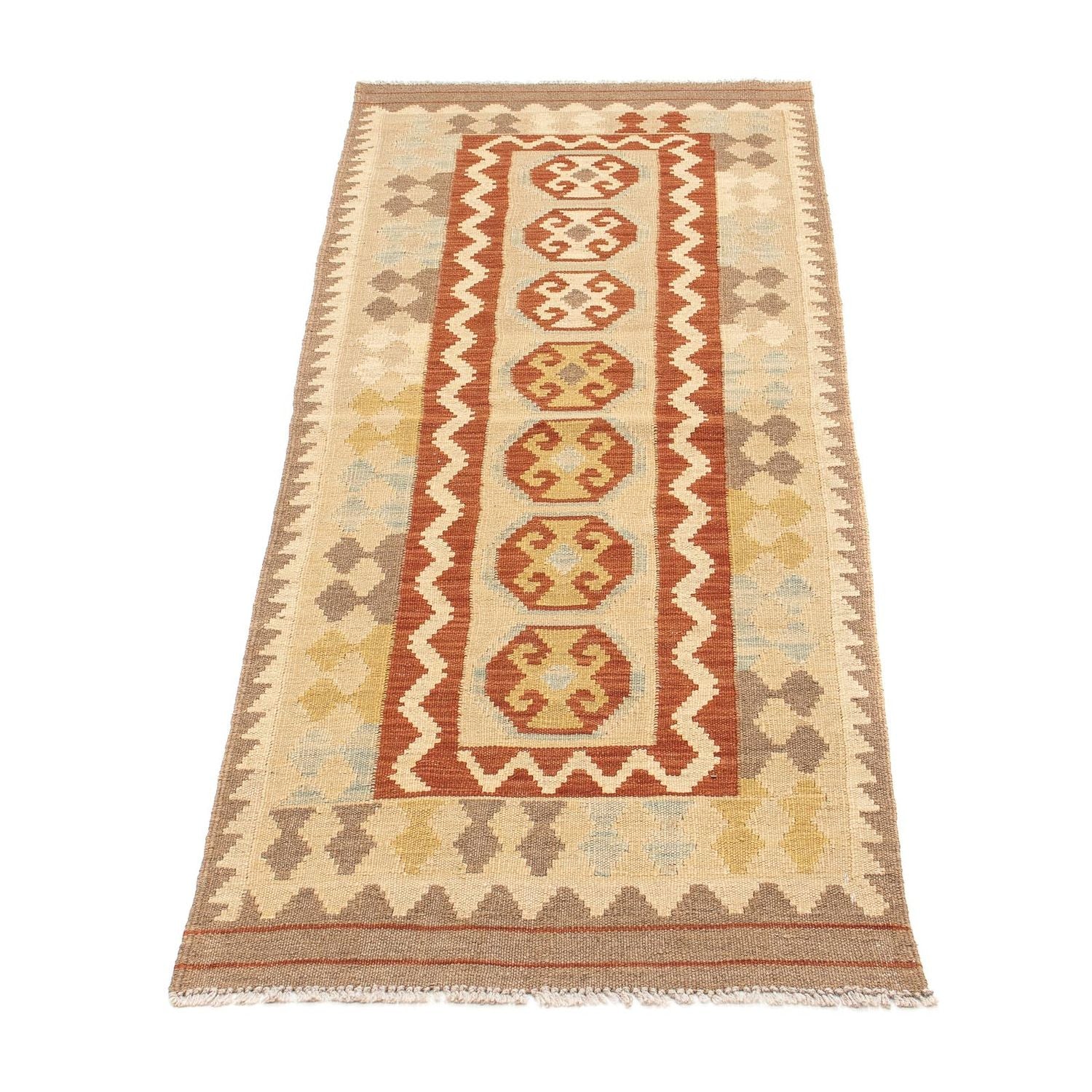 Løber Kelim Carpet - Splash - 197 x 68 cm - lys brun