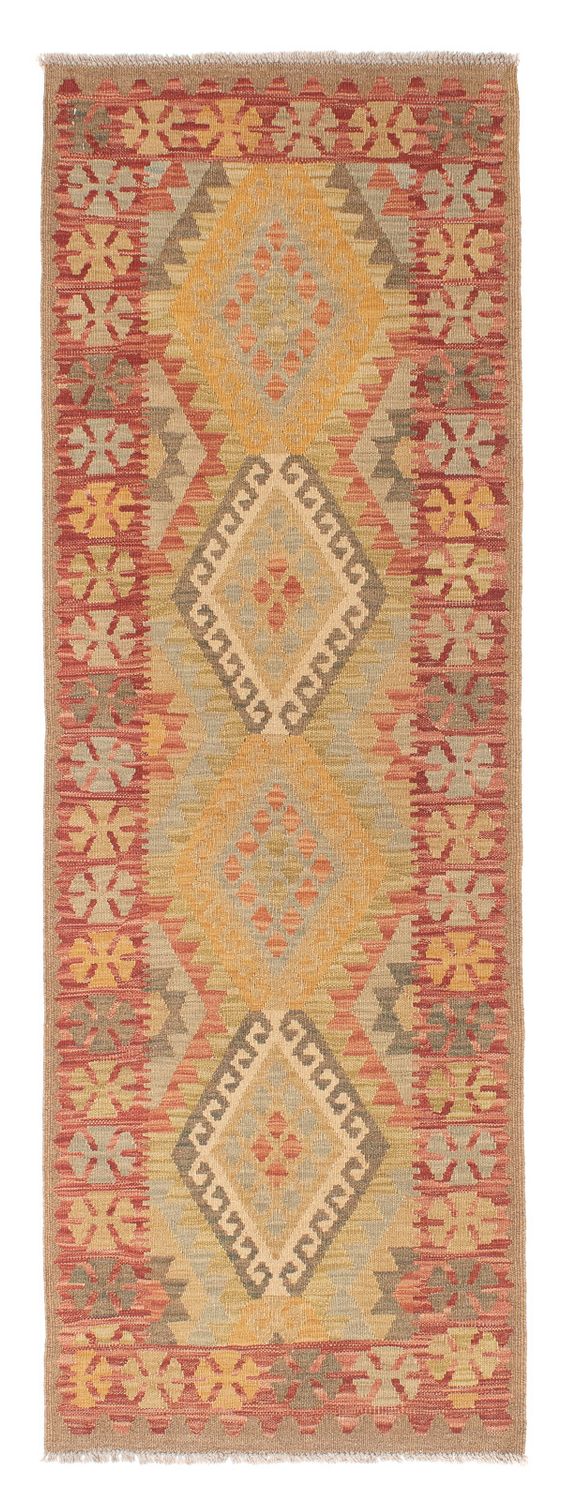 Løber Kelim Carpet - Splash - 207 x 66 cm - lysrød