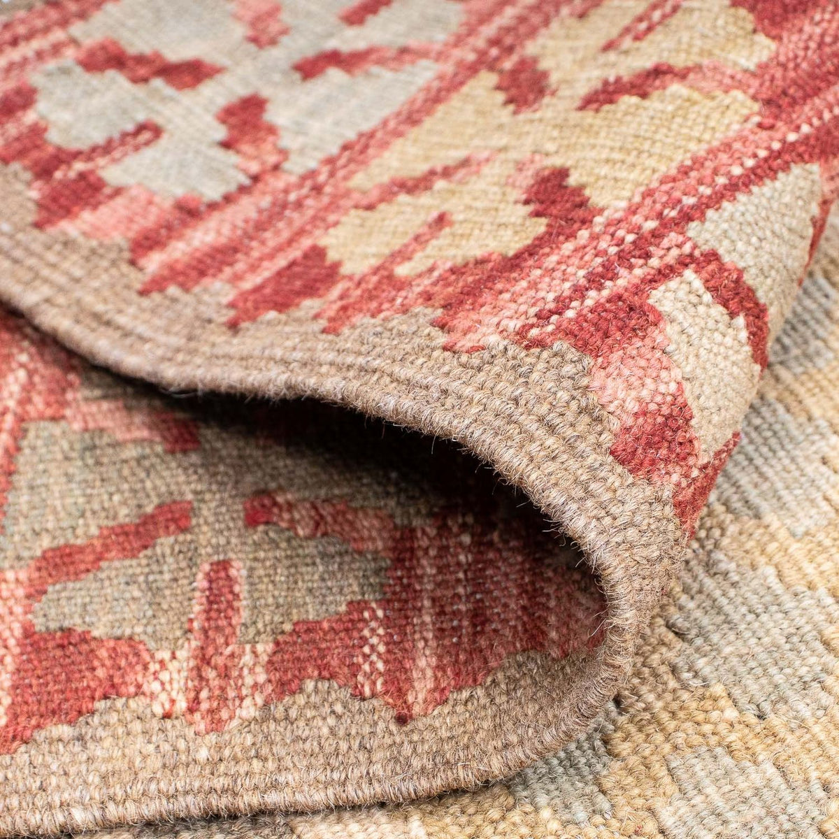 Løber Kelim Carpet - Splash - 207 x 66 cm - lysrød