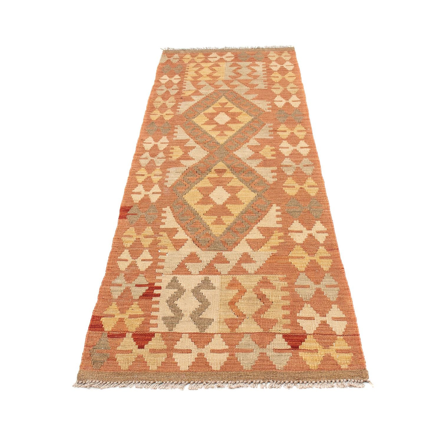 Løber Kelim Carpet - Splash - 207 x 65 cm - lysrød