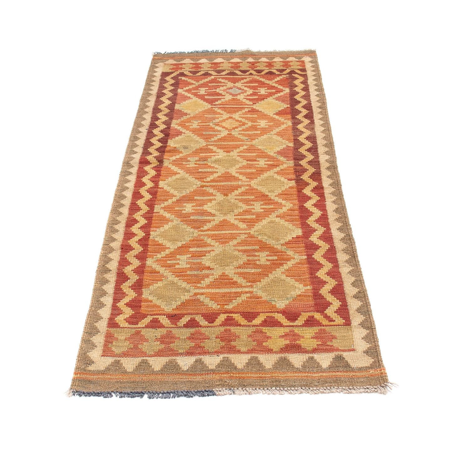 Løber Kelim Carpet - Splash - 198 x 68 cm - rust