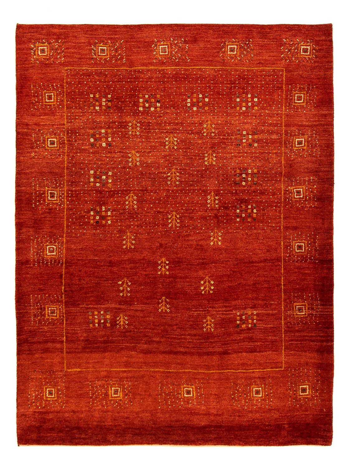 Gabbeh Tæppe - Loribaft Persisk - 202 x 152 cm - mørkerød
