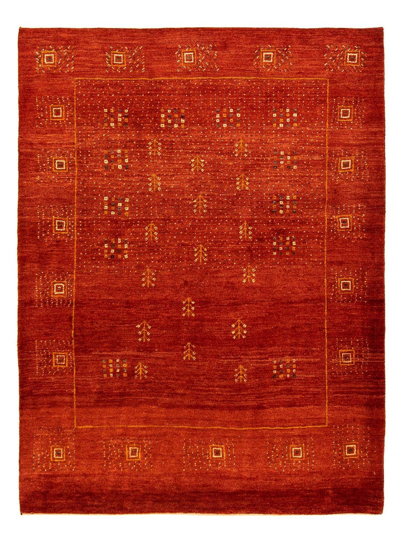 Gabbeh Tæppe - Loribaft Persisk - 202 x 152 cm - mørkerød