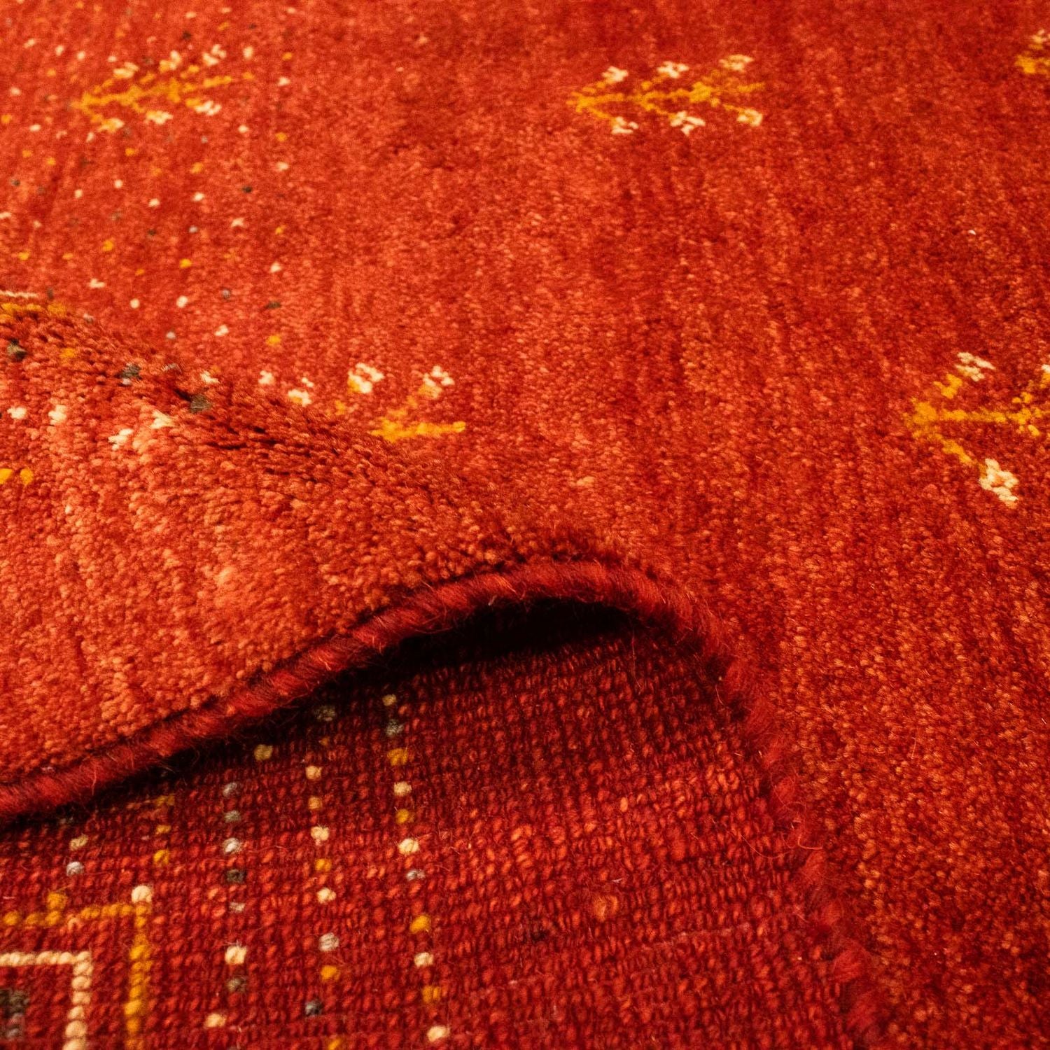 Gabbeh Tæppe - Loribaft Persisk - 202 x 152 cm - mørkerød