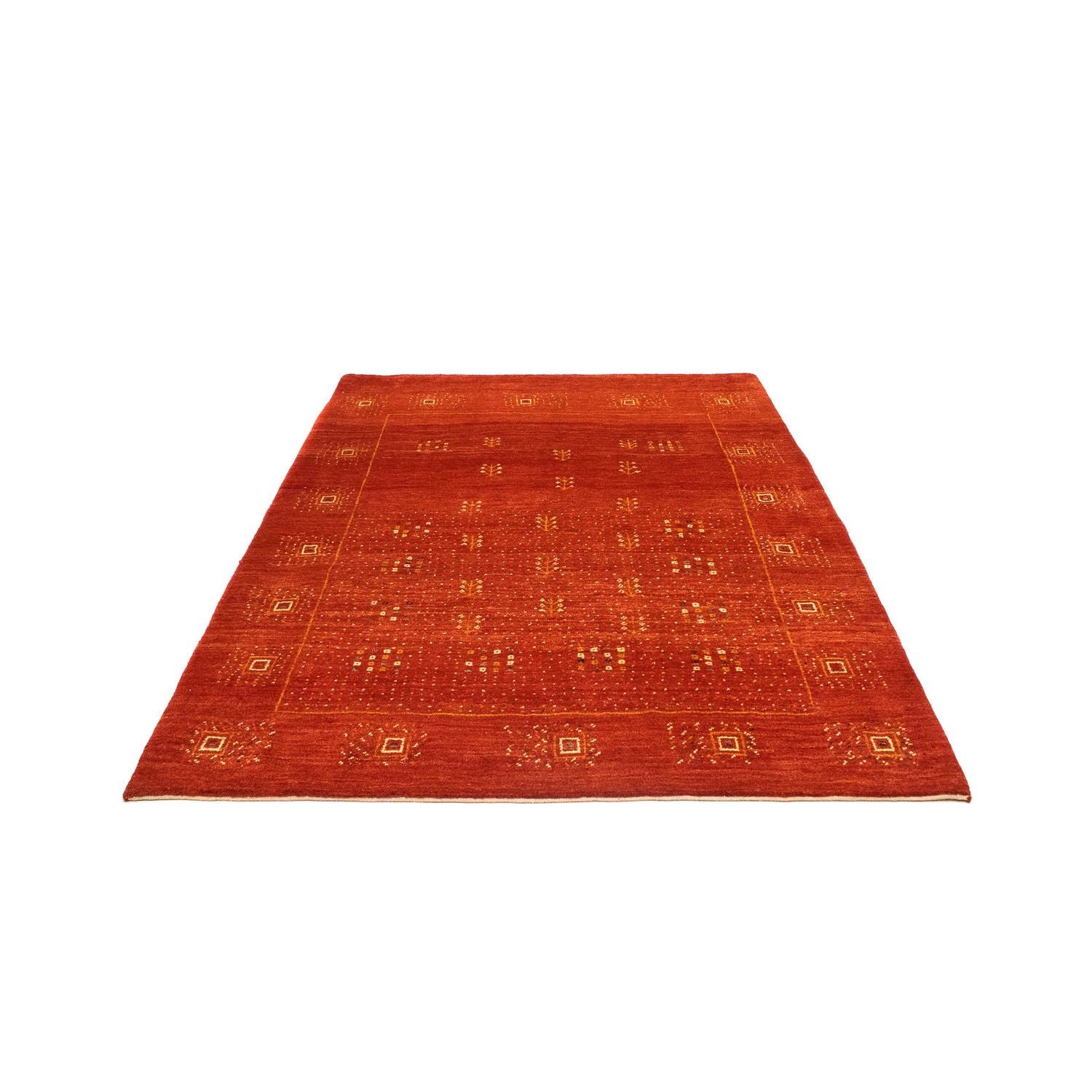 Gabbeh Tæppe - Loribaft Persisk - 202 x 152 cm - mørkerød