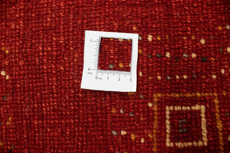 Gabbeh Tæppe - Loribaft Persisk - 202 x 152 cm - mørkerød
