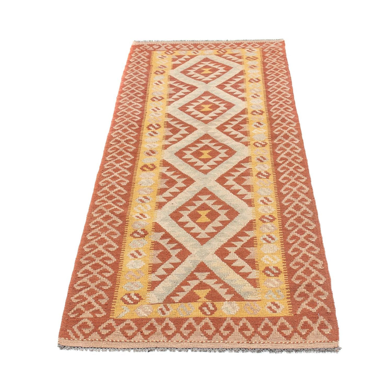 Løber Kelim Carpet - Splash - 203 x 69 cm - rust