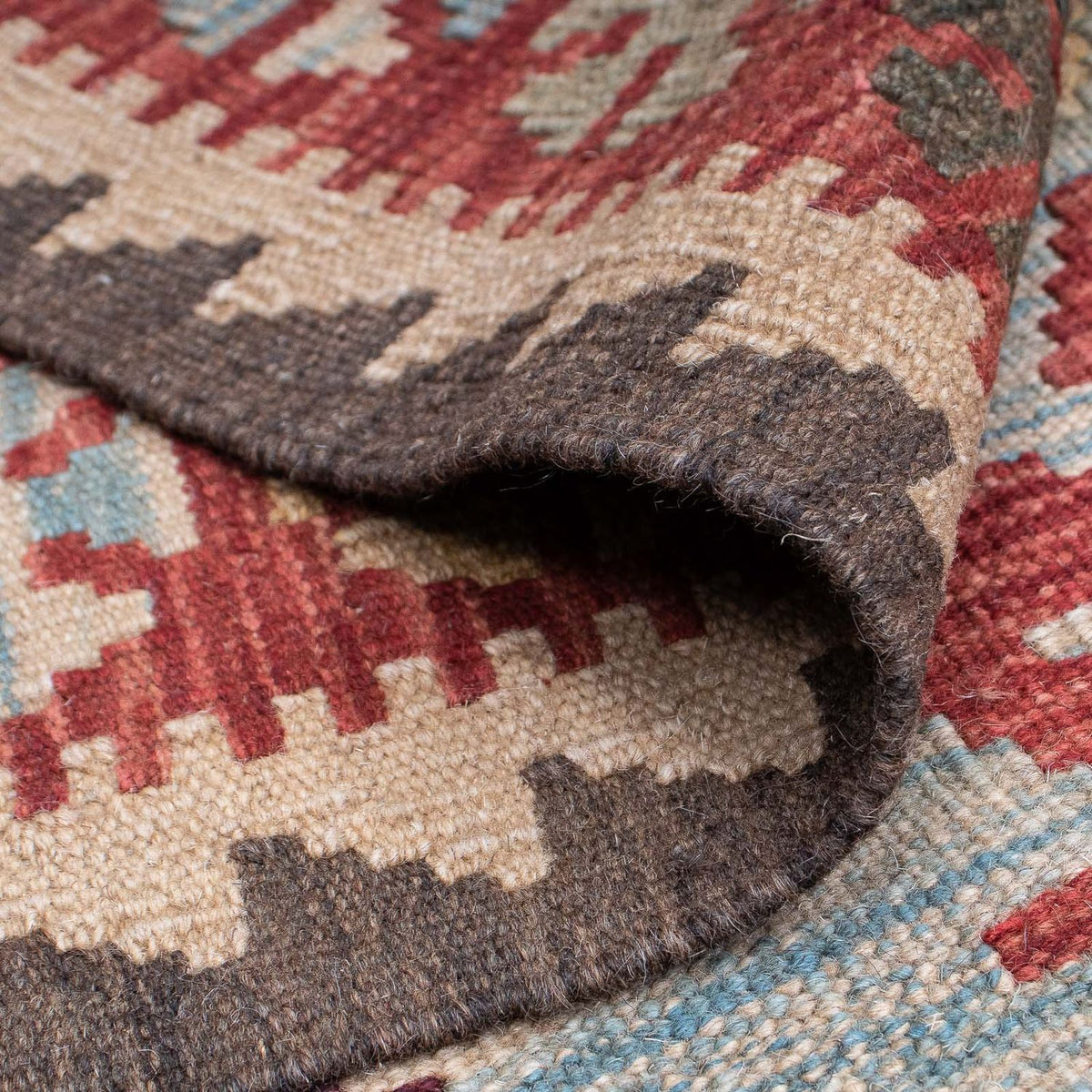 Kelim-tæppe - orientalsk - 196 x 151 cm - flerfarvet